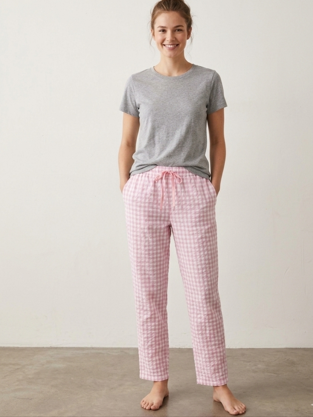 L.L. Bean Pink Side Pocket Plaid Pijama Lounge Pants Size L